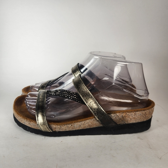 NAOT Women's Sandal 7 Hawaii Sandal Rhinestone Metallic Leather Comfort Shoe - Picture 5 of 9